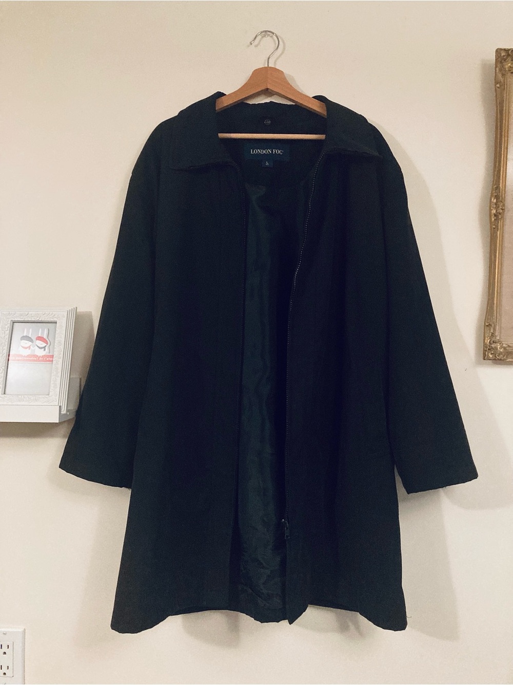 Vintage London Fog Black Lightweight Jacket Rain Coat Women's L Petite Y2K 90s
